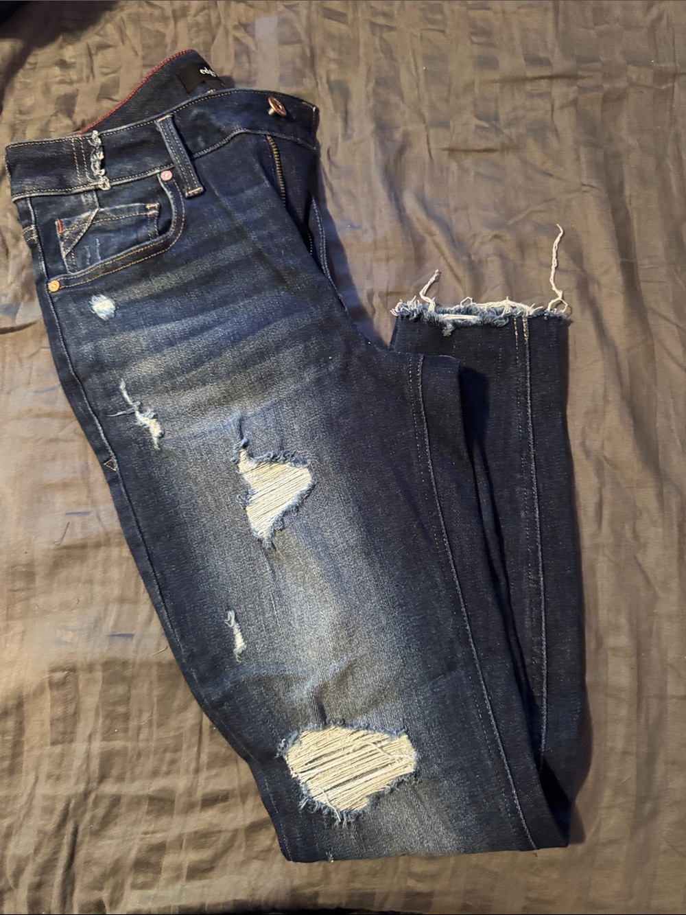 Women's Dark Blue Skinny Distressed Jeans